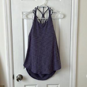 lululemon workout shirt with built in bra and low cut back. Size 8.